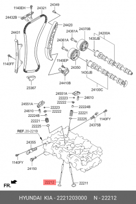 Клапан выпускной 2221203000 HYUNDAI KIA