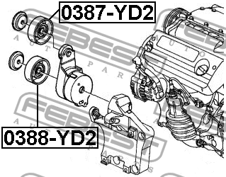 Ролик обводной 0388-YD2 0388-YD2 FEBEST