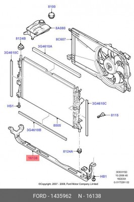 кронштейн крепления радиатора!\ Ford Focus, 05> 1 435 962 FORD