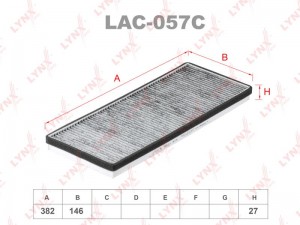 фильтр салона! угольный 382x146x27\ Audi 80/90 1.6-2.8/1.6D-1.9D/TD/TDi & Quattr LAC-057C LYNXAUTO