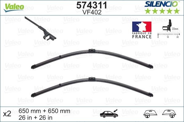 Щетка стеклоочистителя MERCEDES E (W211) 650/650мм комплект Silencio Xtrm VALEO 574311 VALEO PHC