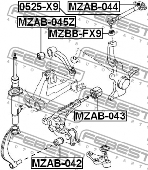 Тяга задняя поперечная с шаровой MAZDA XEDOS-9/MILENIA TA 1993-2001 0525-X9 0525-X9 FEBEST