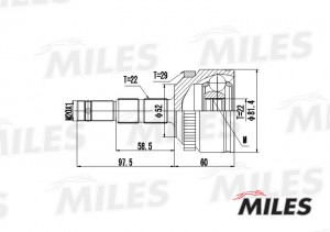 ШРУС наружный OPEL MERIVA 1.6 03- (с ABS) (GKN 304390) GA20362 GA20362 MILES