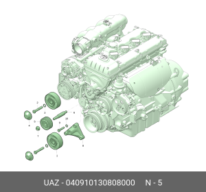 Ролик натяжной ЗМЗ-409,УМЗ-4216 (ручейковый, под кондиционер) ЕВРО-2,3 (ОАО УАЗ) 040910130808000 UAZ UAZ