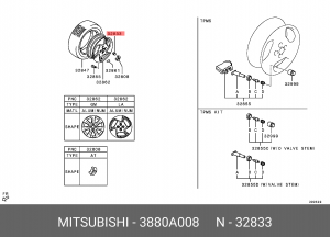 Гайка колеса MITSUBISHI OE 3880A008 MITSUBISHI