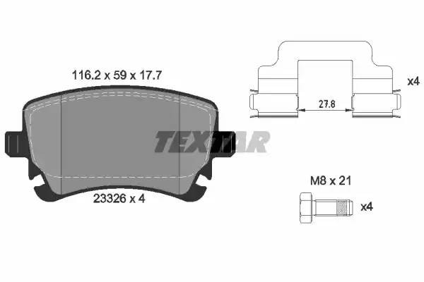 Колодки тормозные VW Golf,Touran AUDI A3,A6 SKODA Octavia задние (4шт.) TEXTAR 2332601 TEXTAR