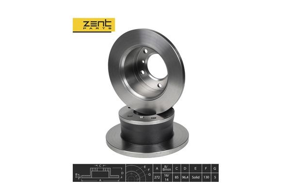 диск тормозной задний Z06027 ZENTPARTS