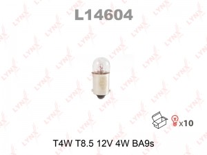 Лампа накаливания T4W T8.5 12V 4W BA9S  L14604 L14604 LYNXAUTO