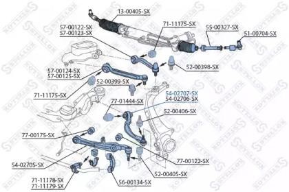рычаг задний нижний правый!\ Audi A8 3.0-6.0/3.0TDi/4.0TDi 02> 54-02707A-SX STELLOX