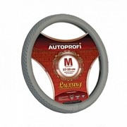 оплетка руля! серия LUXURY, экокожа, плетёные вставки, серый, разм. М\ AP810GYM AUTOPROFI