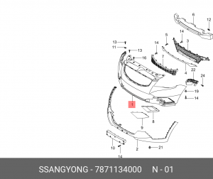 Бампер SSANGYONG Actyon (10-) передний OE 7871134000 SSANG YONG