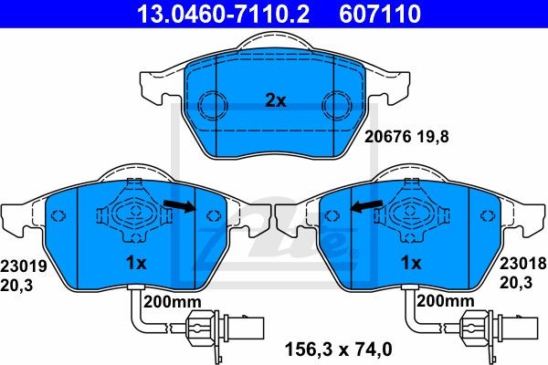 13.0460-7110.2 224742 !колодки дисковые п.\ VW Passat 97> 13.0460-7110.2 ATE