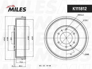 Барабан тормозной MITSUBISHI L200 05- K111812 K111812 MILES