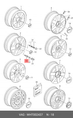 VW/AUDI M14X1,5X27/Сфера WHT 002 437 VAG