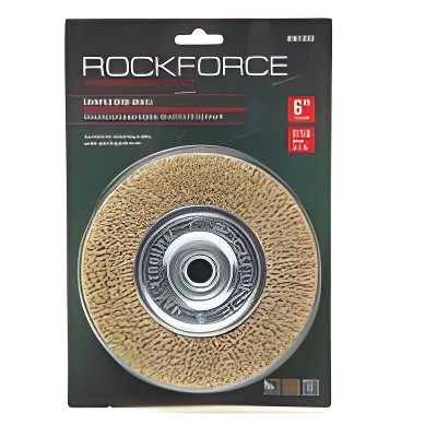 Кордщетка для УШМ дисковая 150мм витая латунь в блистере ROCKFORCE RFBWF006 ROCK FORCE