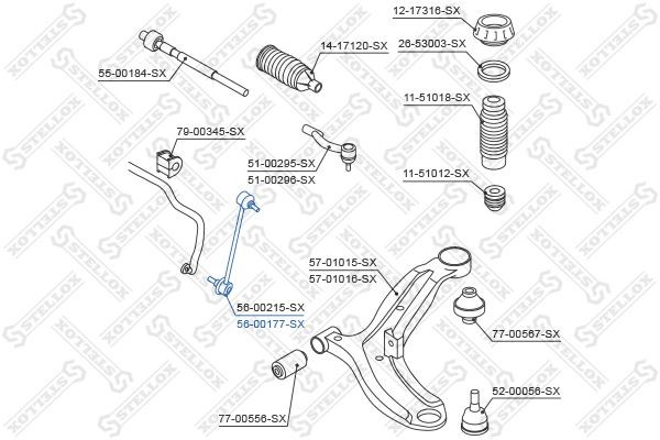 тяга стабилизатора переднего правая!\ Hyundai I20 08> 56-00177-SX STELLOX