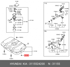 Пробка HYUNDAI HD120 дв.D6DA19,22 бака топливного OE 3115524200 HYUNDAI KIA