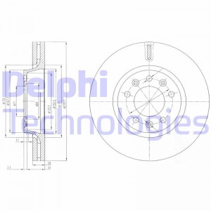 Диск тормозной PEUGEOT CITROEN передний (1шт.) DELPHI BG4084 DELPHI