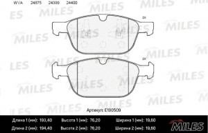 Колодки тормозные передние (Смесь Semi-Metallic) VOLVO XC 60 08- (TRW GDB1821) E E100509 MILES