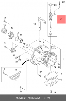 Шестерня привода спидометра DAEWOO CHEVROLET OE 90375764 GENERAL MOTORS