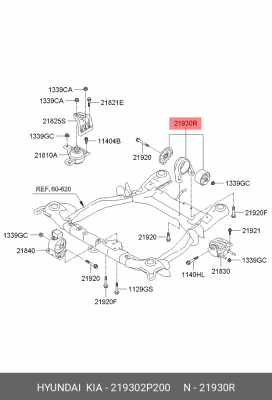 Опора двигателя HYUNDAI Santa Fe (09-) KIA Sorento (09-) (2WD) задняя OE 219302P200 HYUNDAI KIA