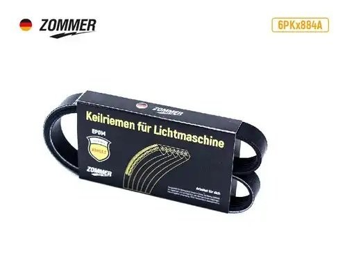 Ремень 884 (6PK) генератора ВАЗ Калина EPDM 6PK884A ZOMMER