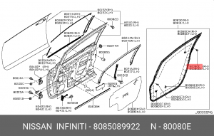 Клипса уплотнителя двери 80850-89922 80850-89922 NISSAN