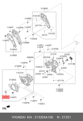 Сальник коленвала HYUNDAI HD35 (17-) (D4CB),Starex H-1 (07-) (2.5-A2) передний O 213204A100 HYUNDAI KIA