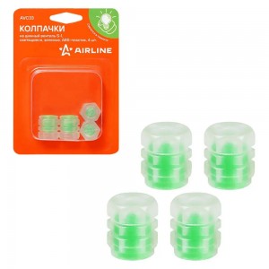 Колпачок камеры S-1 (светящиеся, зеленые, ABS-пластик) 4 шт. AVC33 AIRLINE