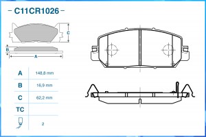 Тормозные колодки передние Low Metallic C11CR1026 C11CR1026 CWORKS