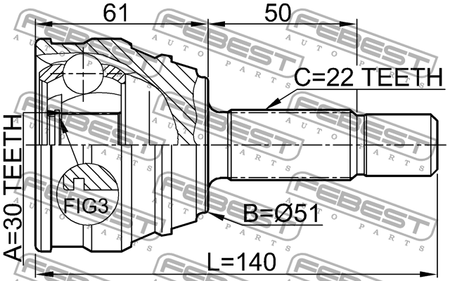 ШРУС внешний VW GOLF III 2310-011 2310-011 FEBEST