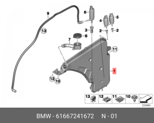 61667241672 Бачок стеклоомывателя ! \BMW 2' F22, LCI, F23, F87 M2, 3' F30, F34 G 61 66 7 241 672 BMW