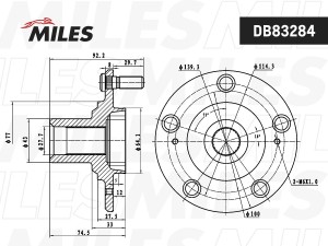 Ступица колеса передняя HONDA CIVIC 06-12 DB83284 DB83284 MILES