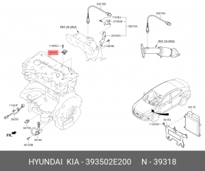 Датчик положения распредвала KIA Soul (16-) OE 393502E200 HYUNDAI KIA