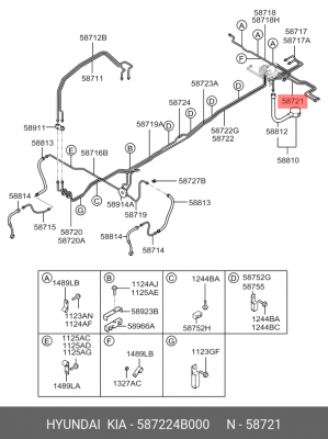 ТРУБКА (СТАЛЬ) Ф5, L=1400, Ш=М10+К11/Ш=М10+К11 ТОРМОЗНАЯ PORTER 587224B000 HYUNDAI