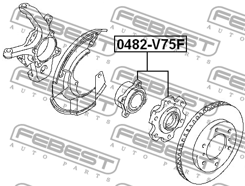 Ступица в сборе передняя MITSUBISHI PAJERO III/IV 0482-V75F 0482-V75F FEBEST