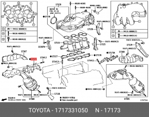 прокладка коллектора выпускного!\ Toyota Land Cruiser/4Runner 17173-31050 TOYOTA