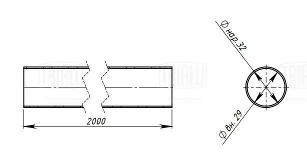 Труба глуш. прям. алюм. 32х2000 (d32х1.5, L2000мм) (EMC 0133) EMC0133 TRIALLI