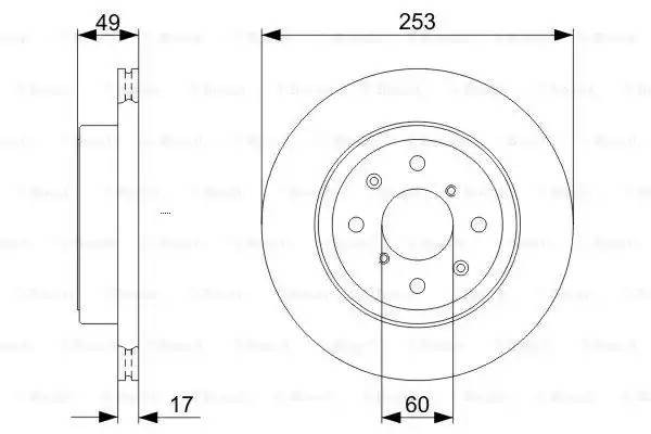 Диск тормозной OPEL Agila (03-) SUZUKI Ignis 2 (03-),Wagon R+ (00-) передний (1ш 0 986 479 370 BOSCH