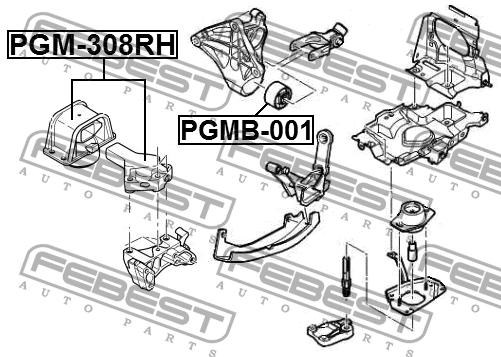 Сайлентблок опоры двигателя CITROEN C5 2008- PGMB-001 PGMB-001 FEBEST