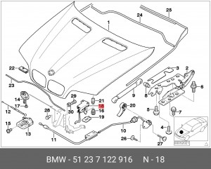 крюк замка капота!\ BMW E53 51 23 7 122 916 BMW