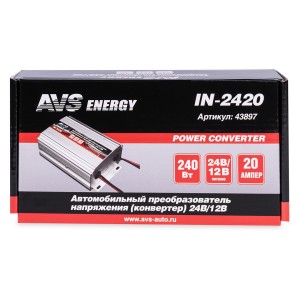 Преобразователь напряжения (инвертор) 24-12V 20А AVS 43897 AVS