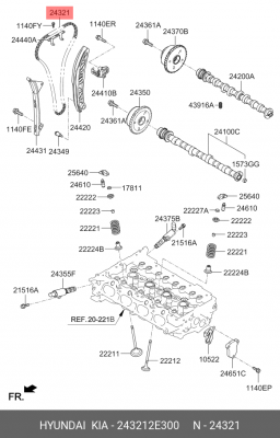 Цепь привода ГРМ 243212E300 HYUNDAI KIA