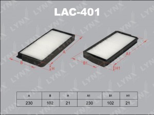 Фильтр салона (комплект 2 шт.) LAC-401 LYNXAUTO