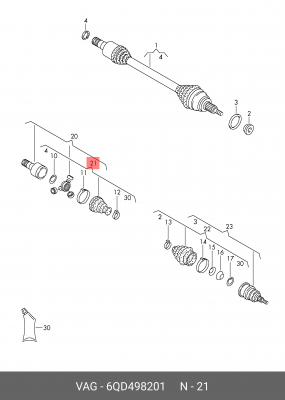 Пыльник ШPУCа с монтажными 6QD498201 6QD 498 201 VAG