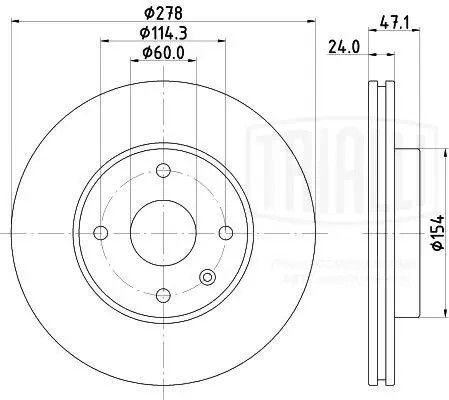 Диск тормозной передний d=278 DF 062108 TRIALLI