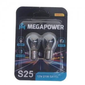 Лампа 12V P21W BA15s блистер (2шт.) Standart MEGAPOWER 37033056 MEGA POWER