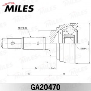 ШРУС наружный  TOYOTA CELICA 2.0 85-90 нар. (GSP 859056) GA20470 GA20470 MILES