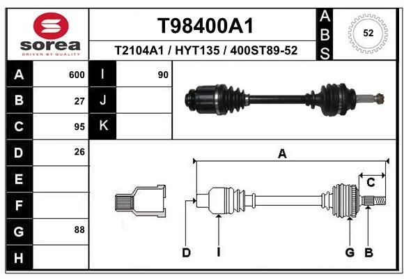 ШРУС наружный HYUNDAI Santa Fe (00-06) комплект EAI T98400A1 EAI
