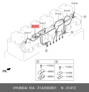 Трубка инжекторная N2 D6AB AERO-SPACE 3142083801 HYUNDAI KIA
